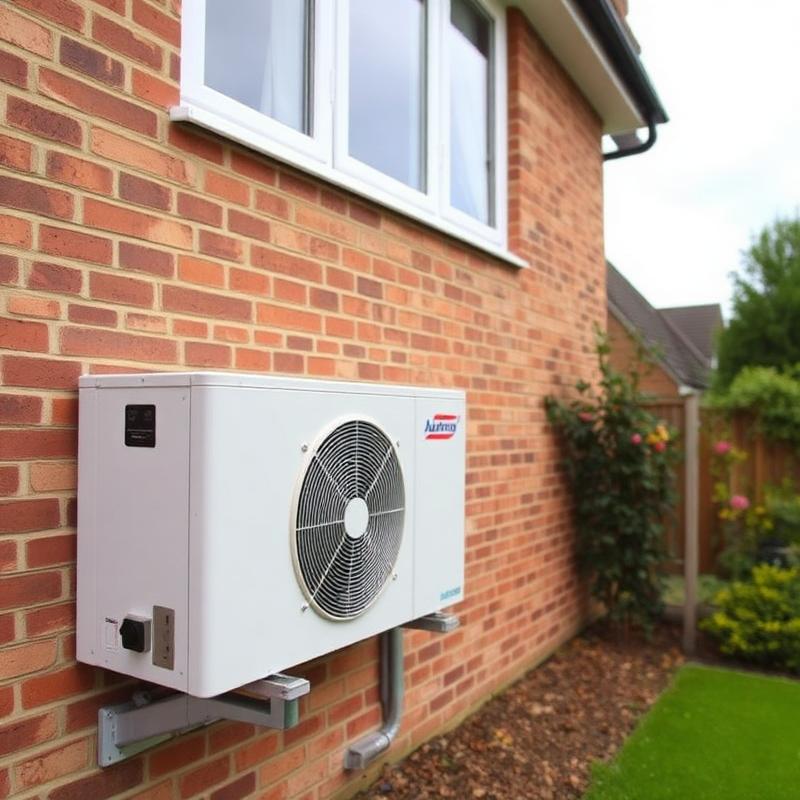Air source heat pump installed outside a UK home