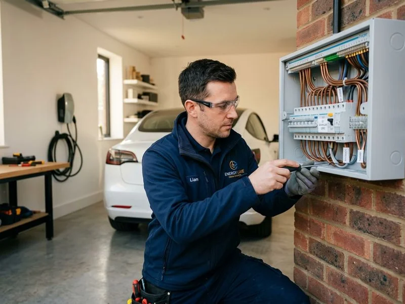 Energy Luxe electrician wiring dedicated EV charger circuit