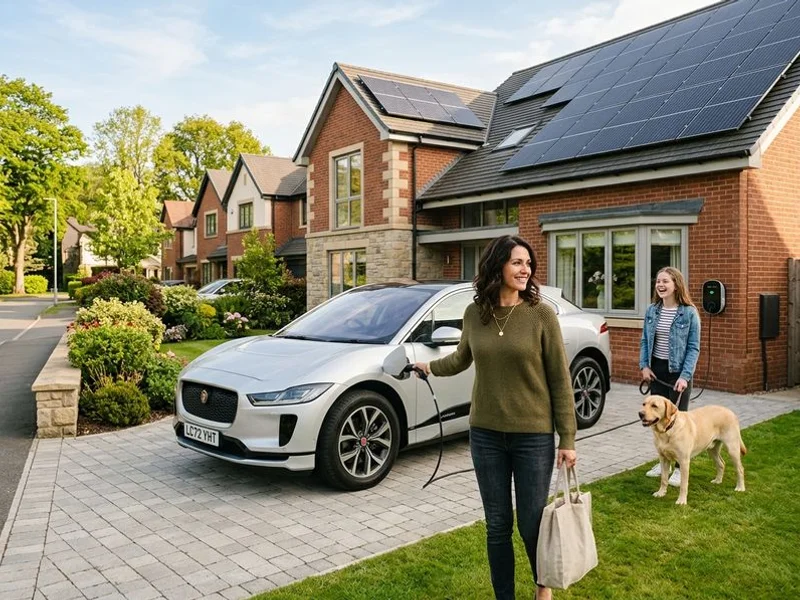 Electric vehicle charging from solar-powered home charger