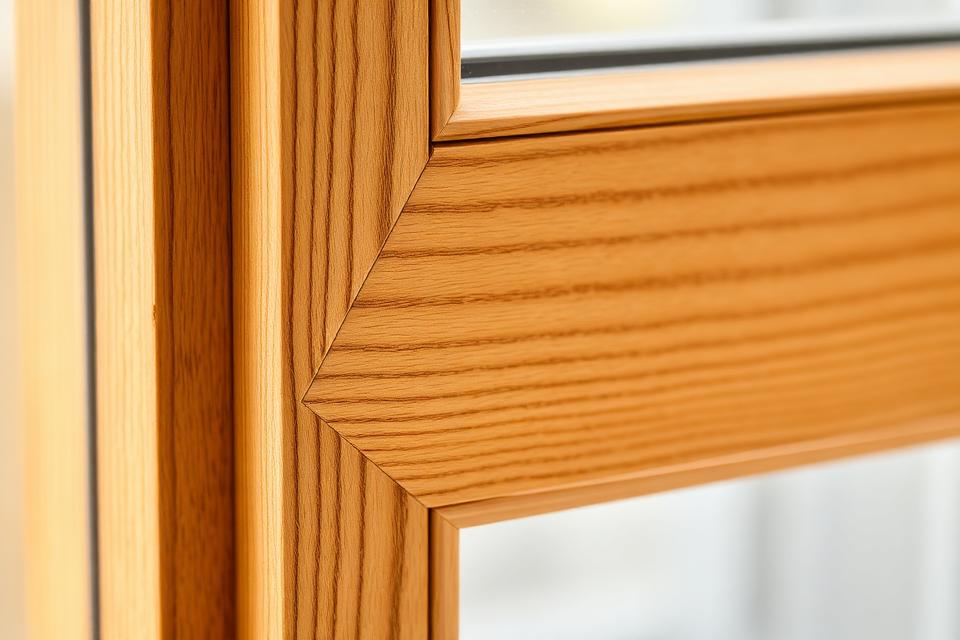 Close-up of golden oak woodgrain finish detail