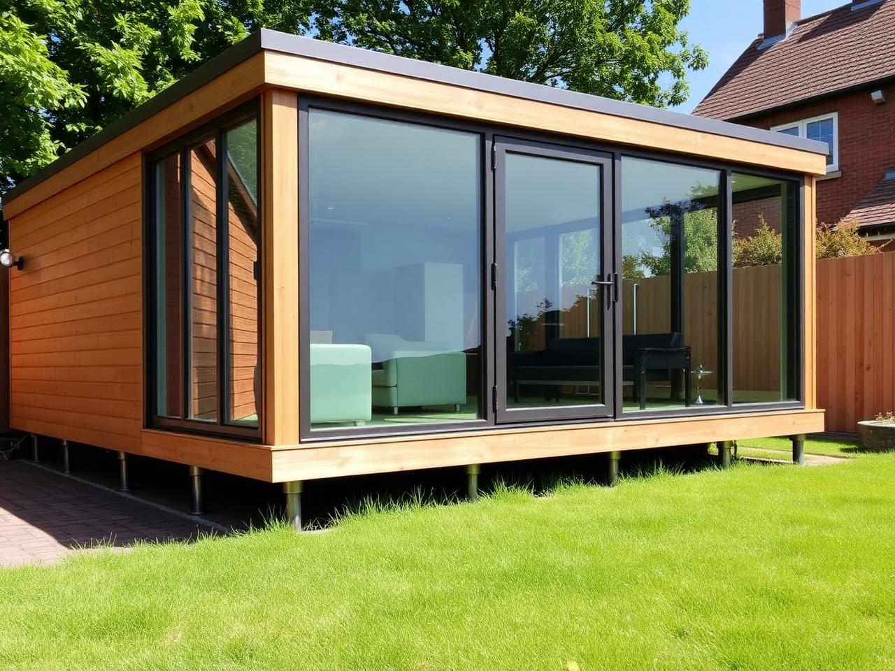 Garden room on ground screw foundations