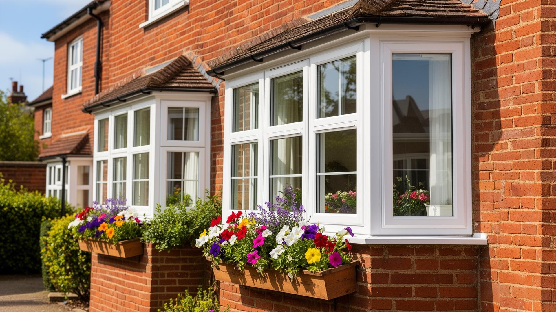 White uPVC casement windows on a brick house