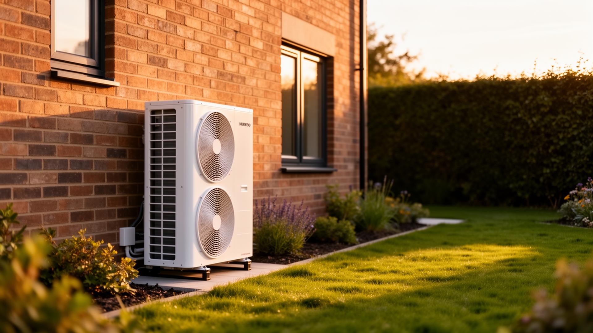 Air source heat pump installed outside a UK home