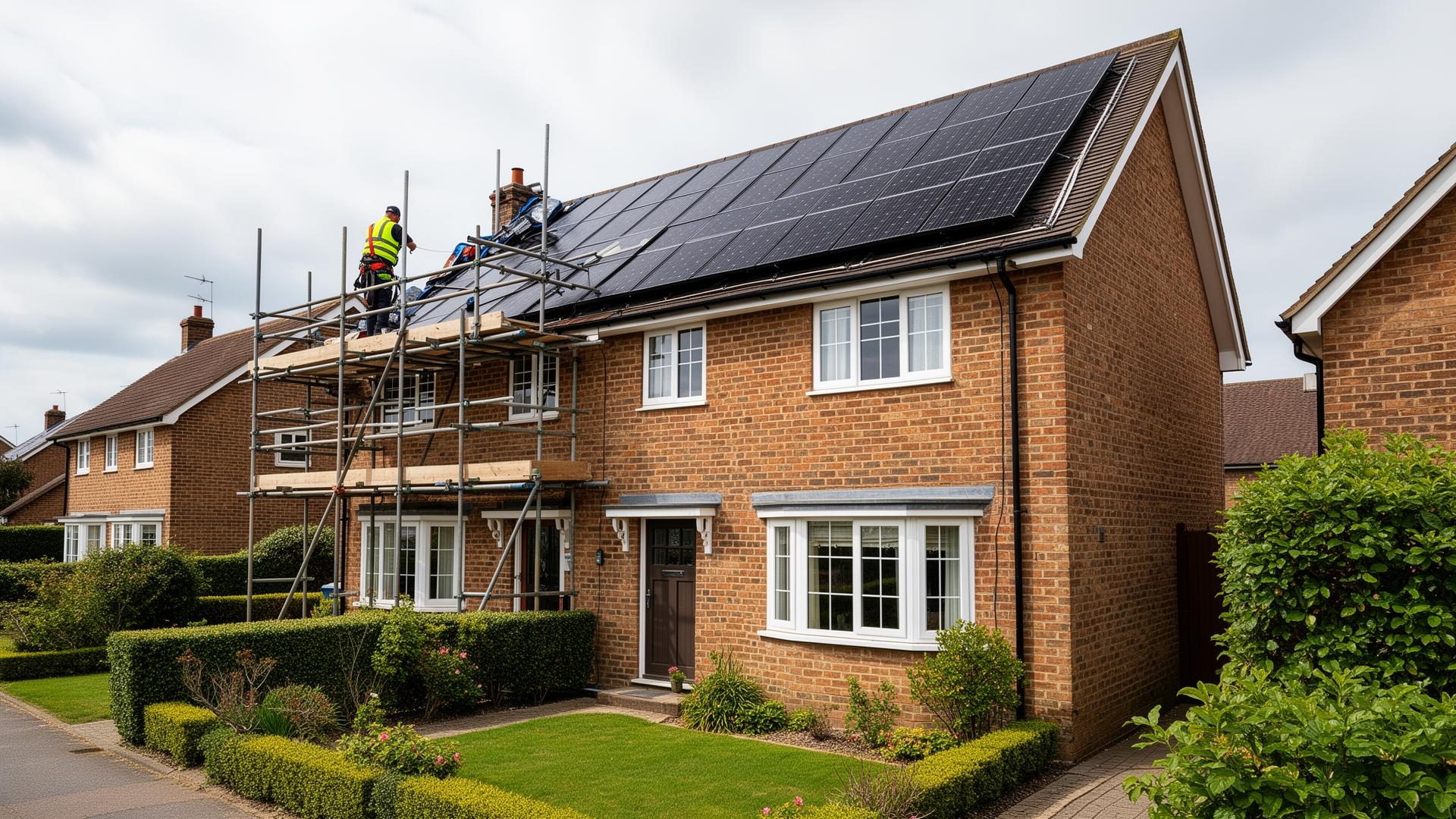 Solar panels on a modern home
