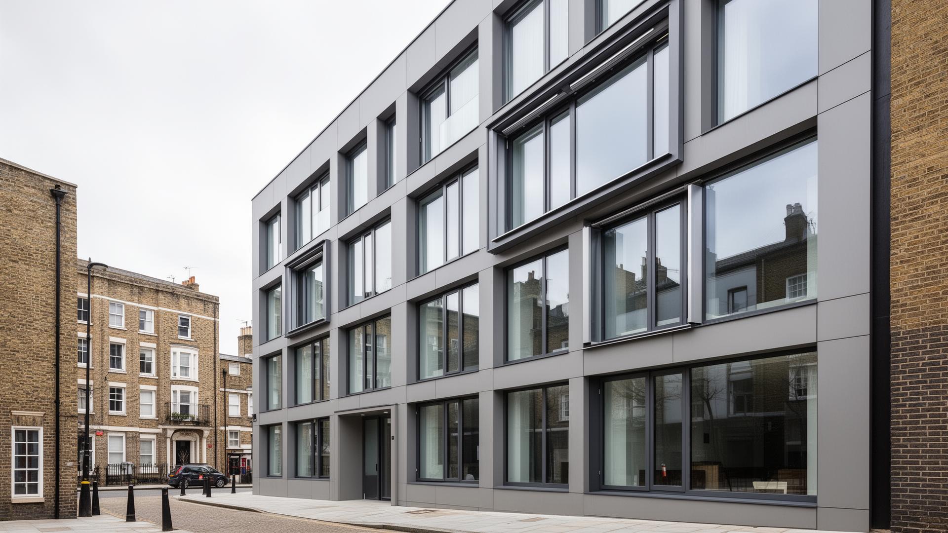 Modern building with tilt and turn windows