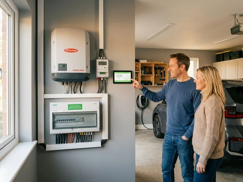 String inverter and consumer unit installed by Energy Luxe