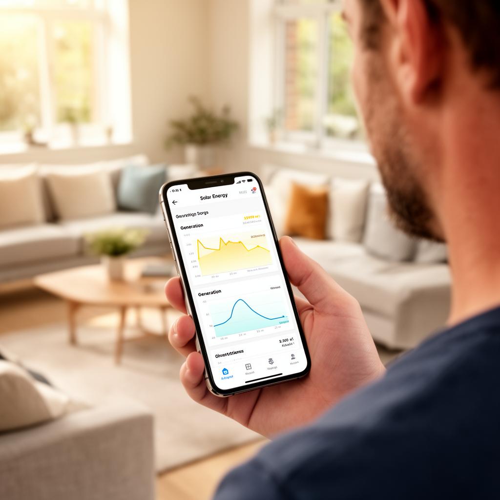 Homeowner checking energy generation